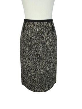 Talbots Black Gray Tweed A-Line Skirt Size 10 Lined Wool Blend